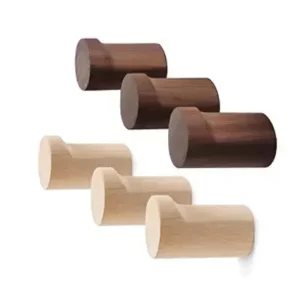 Naturliga träväggkrokar – minimalistisk hängare för jackor, väskor, hattar och nycklar (1 eller 4 stycken) med skruvar