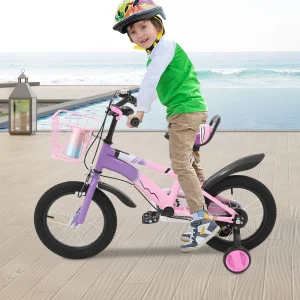 14-tums barncykel med stödhjul och justerbar sadel – lila/blå 10 14-tums barncykel med stödhjul och justerbar sadel – lila/blå