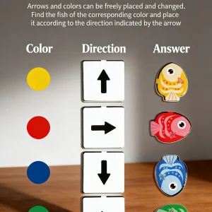 Träpussel för riktningar – färg- och pilinlärning för småbarn