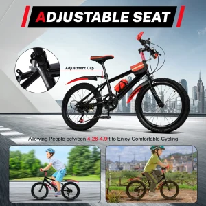 20-tums mountainbike för barn, 7-växlad – justerbar sadel, maxlast 85 kg