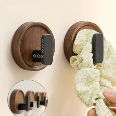 Dekorativa självhäftande krokar i trä och metall – solid träkrok för väggförvaring