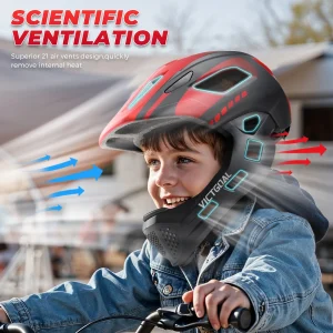 Barnhjälm helhjälm med avtagbar hakdel för cykel och rullskridskor, storlek 52–56 cm