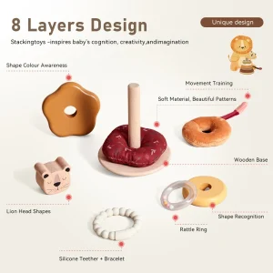 Alternative view of Montessori Trästapel Torn – Stapelpussel för Barn, Säker och Miljövänlig