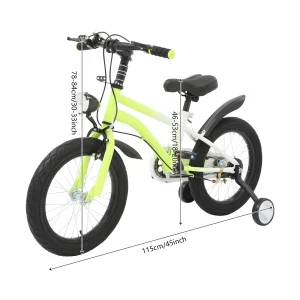 Barncykel 16 tum med stödhjul och LED-lykta (4–6 år, rosa/grön/grå) 16 Barncykel 16 tum med stödhjul och LED-lykta (4–6 år, rosa/grön/grå)