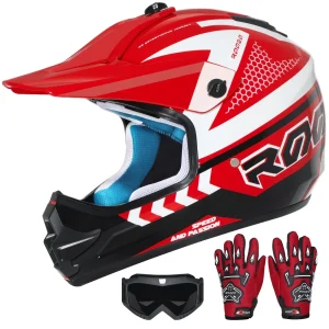 Barnhjälm motocrossstil för ATV/quad och dirt bike, DOT-godkänd, 3–12 år