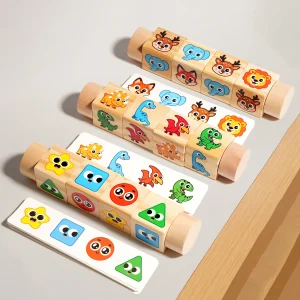 Alternative view of Träklossar med roterande mönster – matchningsspel för barn