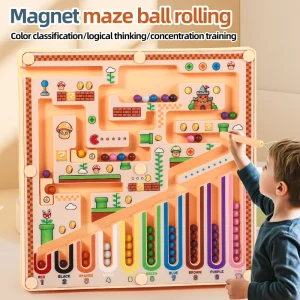 En magnetisk labyrint – avancerat pussel för barn som främjar matematisk logik, kognitiv klassificering, utbildningsintelligens samt visuell och intellektuell utveckling och uppmuntrar praktisk lek och hjärnbaserat lärande