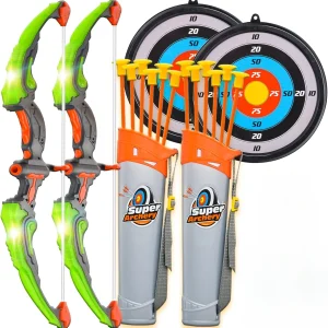 Barnskytte-set: Båge och pil med blinkande LED-ljus, mål och quiver 15 Barnskytte-set: Båge och pil med blinkande LED-ljus, mål och quiver