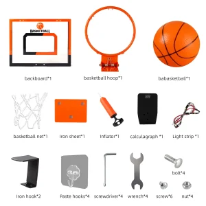 Väggmonterad hopfällbar basketkorg för barn – dunkspel, inomhus/utomhus, för 3 år och uppåt