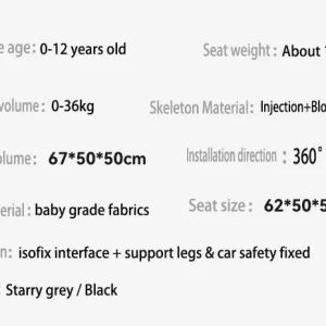 Bilbarnstol för barn 9–36 kg med ISOFIX och 360° rotation