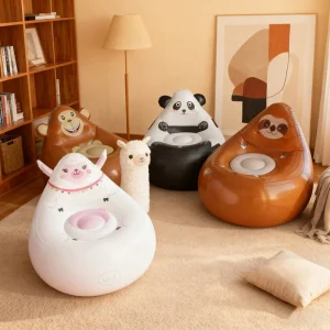 Tecknad barnuppblåsbar soffa i PVC – hudvänlig, portabel utomhusfåtölj, söt design och lättvikts hopfällbar