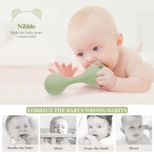 Silikonleksak för bebis – Nalleformad rassel- och tugg-leksak i silikon (0–6 år)