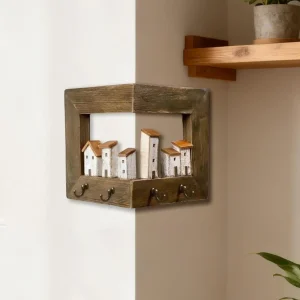 Alternative view of Väggnyckelhållare i bambu med fyra krokar – dekorativ väggmonterad nyckelförvaring