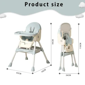 Alternative view of Fällbar barnstol – två i ett: mat- och lekstol med dubbel bricka och leksakshållare