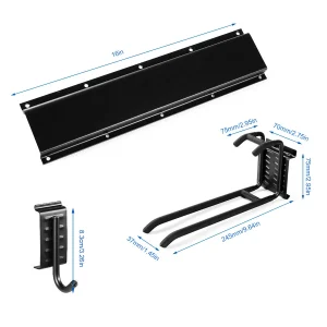Kraftig väggmonterad verktygsförvaring i kolstål med gummibelagda krokar – hängare för garage och hemmet