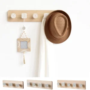 Wall Mounted Nordic Wooden Coat Hooks Practical 3/4/5 Hooks Decorative Key Holder Rustic Hat Clothes Bag Rack Living Room