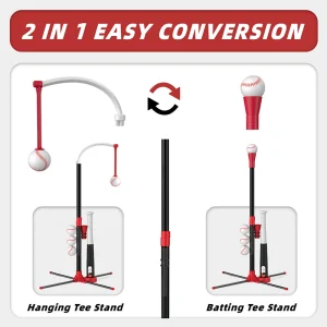 Alternative view of 3 i 1 T-bollset för barn – hängande tee, stående tee och automatisk launcher med 6 mjuka bollar