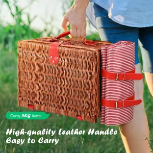 Lyxig picknickkorg för 4 personer i rotting med komplett set: picknickmatta, kryddburkar, bestick, vinglas och flasköppnare 11 Lyxig picknickkorg för 4 personer i rotting med komplett set: picknickmatta, kryddburkar, bestick, vinglas och flasköppnare