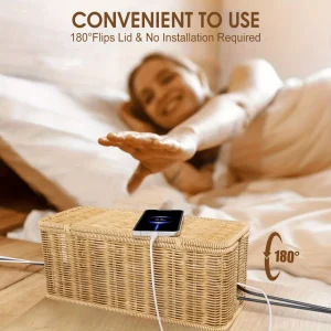 Handvävd rotting-låda i PP-plast med lock – lantlig stil och flera förvaringsutrymmen