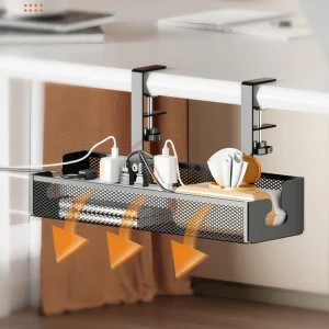 Under skrivbord kabelförvaringskorg i metall