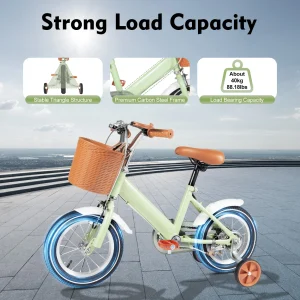 Barncykel 12 tum – justerbar sadel och styre, balans- och pedalledslärningscykel, rosa/grön