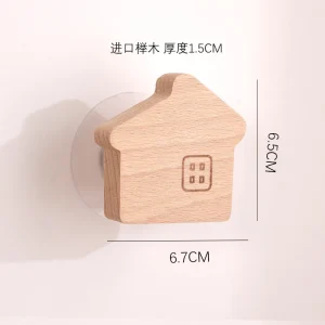 Stjärn-/månkrok i trä – söt tecknad djurdekoration med väggkrok