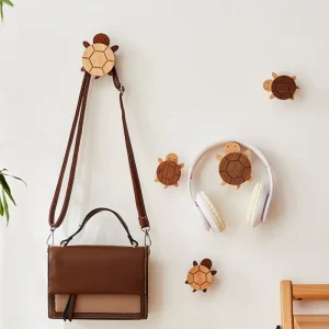 Alternative view of 1/2/3pcs Solid Wood Hook Kitchen Item Wall Hook Hanger Punch Creative Animal Turtle Decorative Hooks Coat Rack Home Storage