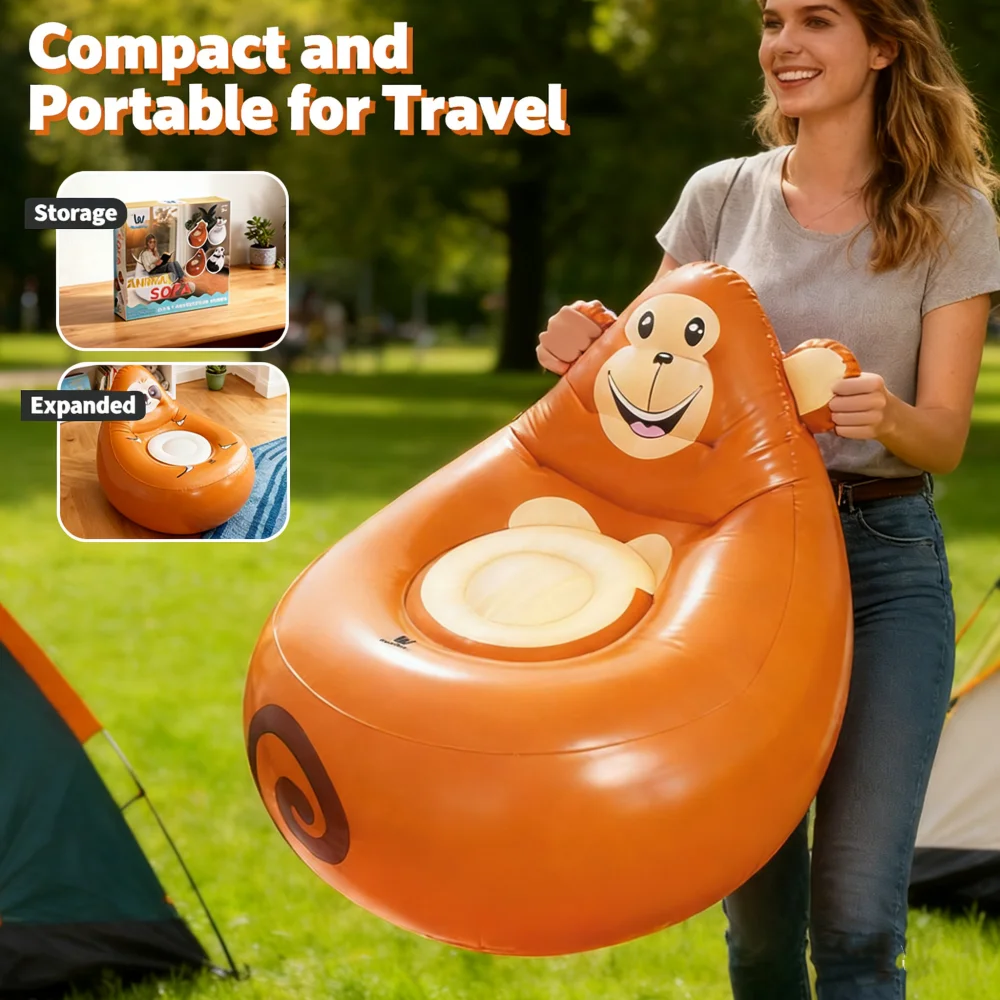 Tecknad barnuppblåsbar soffa i PVC – hudvänlig, portabel utomhusfåtölj, söt design och lättvikts hopfällbar 2 Tecknad barnuppblåsbar soffa i PVC – hudvänlig, portabel utomhusfåtölj, söt design och lättvikts hopfällbar - Bild 2