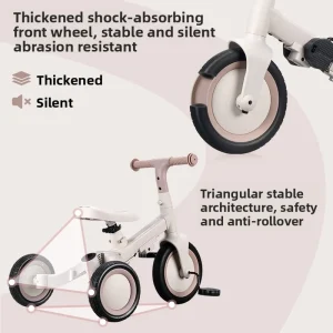 Trehjulig pedalkärra med solskärm – mångfunktionell barnkärra för utomhusbruk