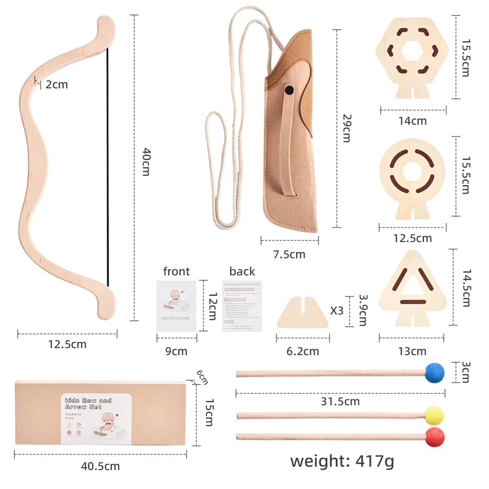 Montessori-inspirerad träbåge och pilset för barn – utomhuslek 4 Montessori-inspirerad träbåge och pilset för barn – utomhuslek - Bild 4