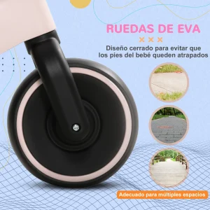 Balanscykel för barn utan pedaler – justerbart säte 30–36,5 cm, mått 66,5 × 34 × 46,5 cm, rosa