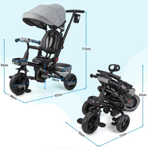 Alternative view of 6-i-1 Trehjuling/Barnvagn med vändbar sits och pedaler – hopfällbar design för barn från cirka 9 månader till 5 år