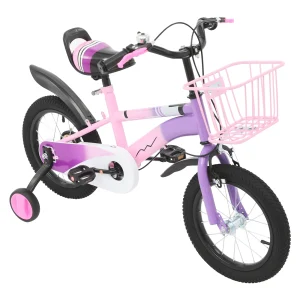14-tums barncykel med stödhjul och justerbar sadel – lila/blå 14 14-tums barncykel med stödhjul och justerbar sadel – lila/blå