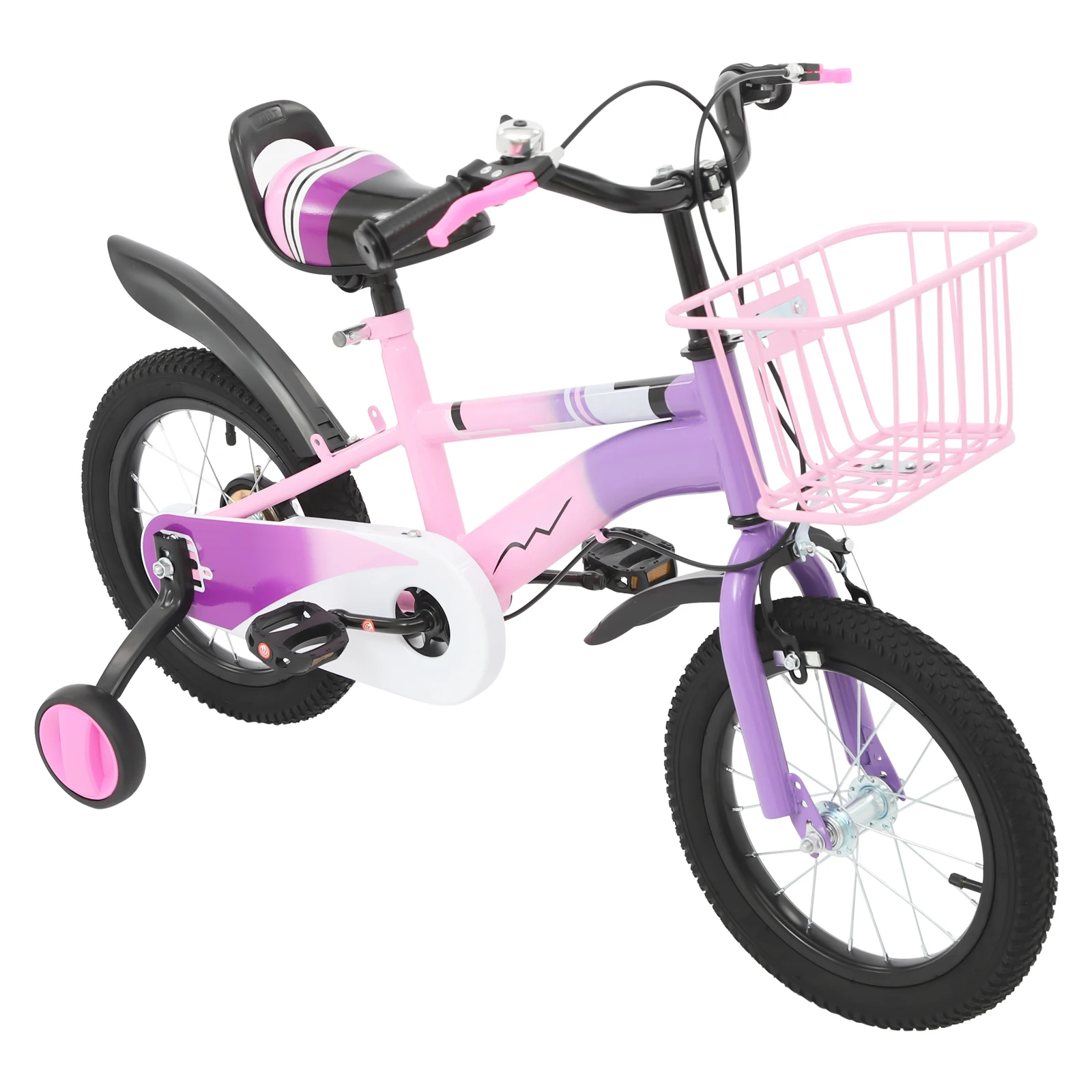 14-tums barncykel med stödhjul och justerbar sadel – lila/blå 7 14-tums barncykel med stödhjul och justerbar sadel – lila/blå - Bild 7