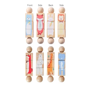 2-delat träpussel med roterande bitar och handklocka – Montessori sensorisk leksak