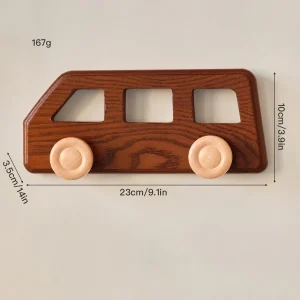 Praktiska väggmonterade bilformade träkrokar – dekorativa dubbla nyckelkrokar i vintage stil