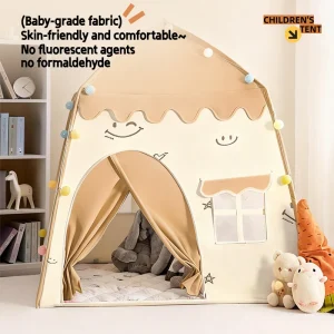 Rosa prinsess-tält för barn – inomhus lek-tält i tyg