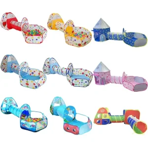 Barnens hopfällbara 3-i-1 tältlekset: inomhuslek med tunnel och bollhav