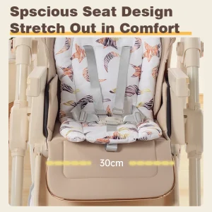 Ultra-stabil pyramidbarnstol med anti-tipp-design, fem nivåers höjdjustering och avtagbar bricka