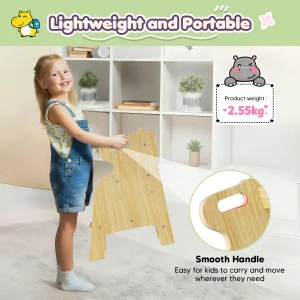 Trästegstol för barn med två steg, halkfri yta och handtag, maxbelastning 50 kg, för kök och badrum, från cirka 3 år