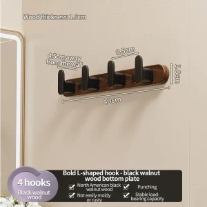 Träväggmonterad klädhängare med nyckelhållare – dekorativ upphängning för hattar, scarfs och väskor