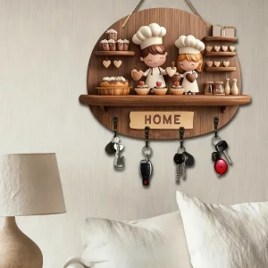 En tränyckelhållare med fyra metallkrokar – färgglad och unik design