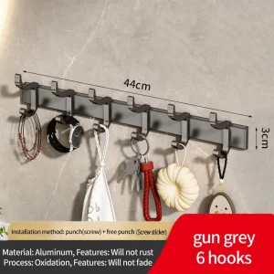 Borrfri uppgradering: justerbar bredd och tjocklek – dörrkrok, klädkrok för badrum och kök (6-pack)