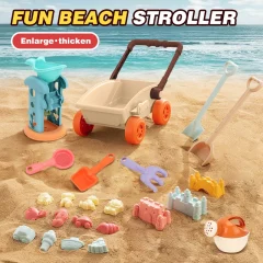 23-delars strandvagnsset med sandverktyg – flyttbar vagn för sandslottlek utomhus