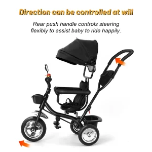 Alternative view of Växbar trehjuling för barn 1–5 år med vändbar sits och föräldrastyrt handtag – stor korg, väska och avtagbar skärm