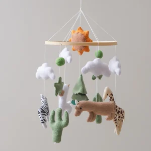 Trämobil för bebis – ringande leksak 0–12 månader, sängmobil med musikbox
