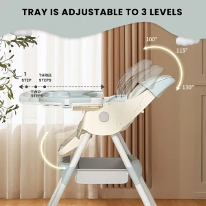 Fällbar barnstol – två i ett: mat- och lekstol med dubbel bricka och leksakshållare