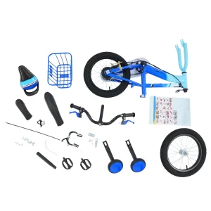 14-tums barncykel med stödhjul och justerbar sadel – lila/blå 13 14-tums barncykel med stödhjul och justerbar sadel – lila/blå