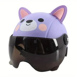 Barnhjälm med björnmotiv – lätt ABS-skal, justerbar passform 48–54 cm