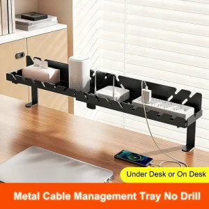 Under skrivbordet kabelränna utan borr – tvåhåls kabelkanal och kabelorganisator